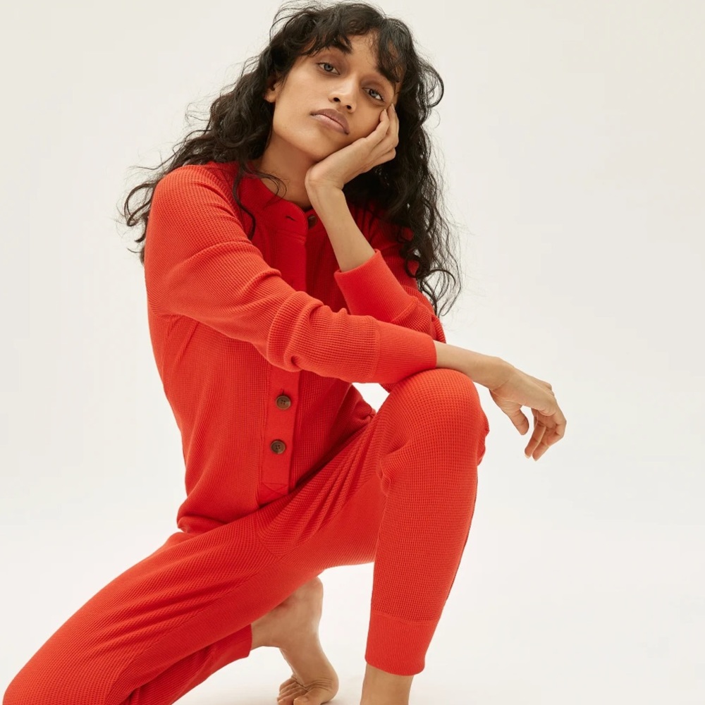 Everlane - The Waffle-Knit Onesie in Currant